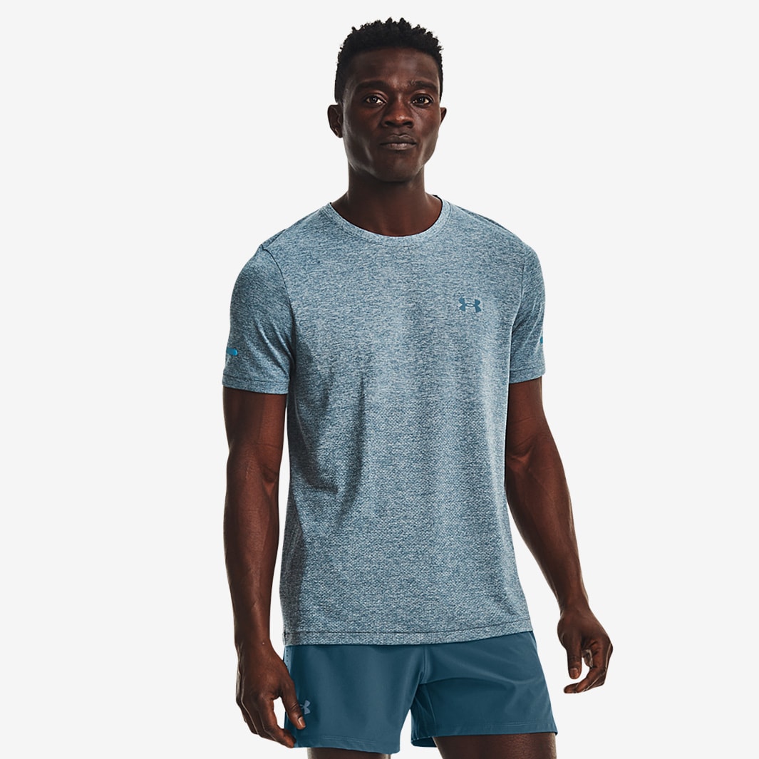 Under Armour Seamless Stride T-Shirt - Static Blue/Reflective - Mens ...