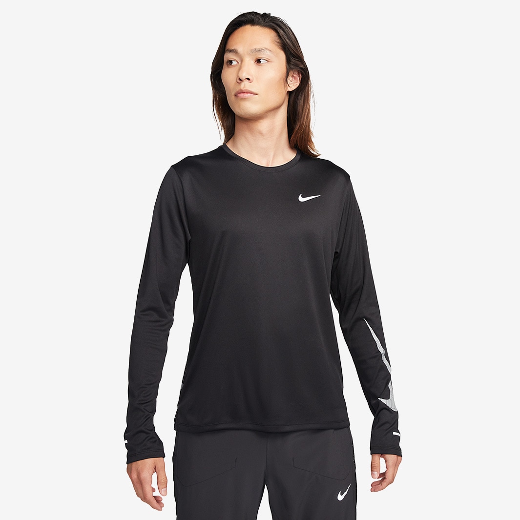 Nike Dri-FIT Miler Run Division Top - Black/Reflective Silver - Mens ...