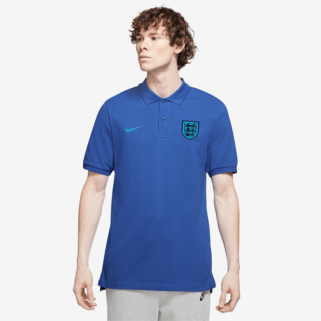 Nike England 22/23 NSW SS Polo Shirt - Game Royal/Blue Fury - Mens ...