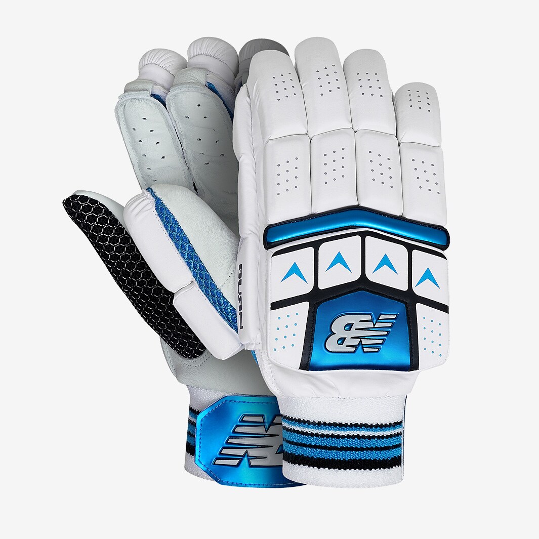 New Balance Burn RH Batting Gloves White/Blue Batting Equipment ProDirect Running