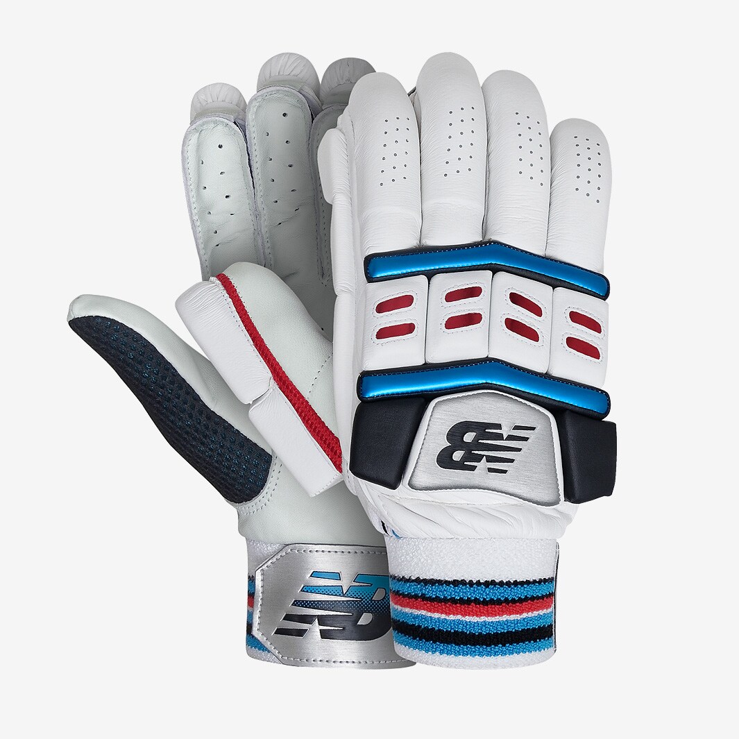 New Balance TC 1160 LH Batting Gloves White/Blue/Red Batting Equipment ProDirect Running