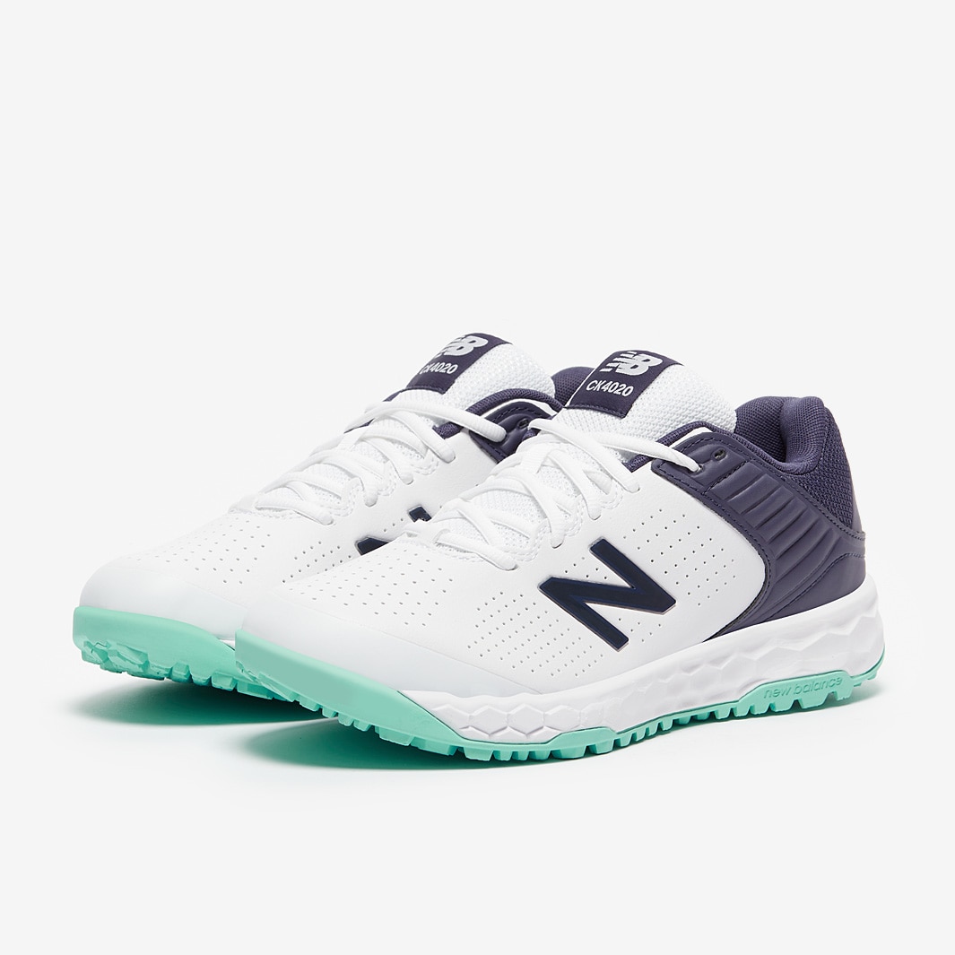 New Balance CK4020 Turf Shoe White/Blue/Mint Mens Shoes ProDirect Cricket