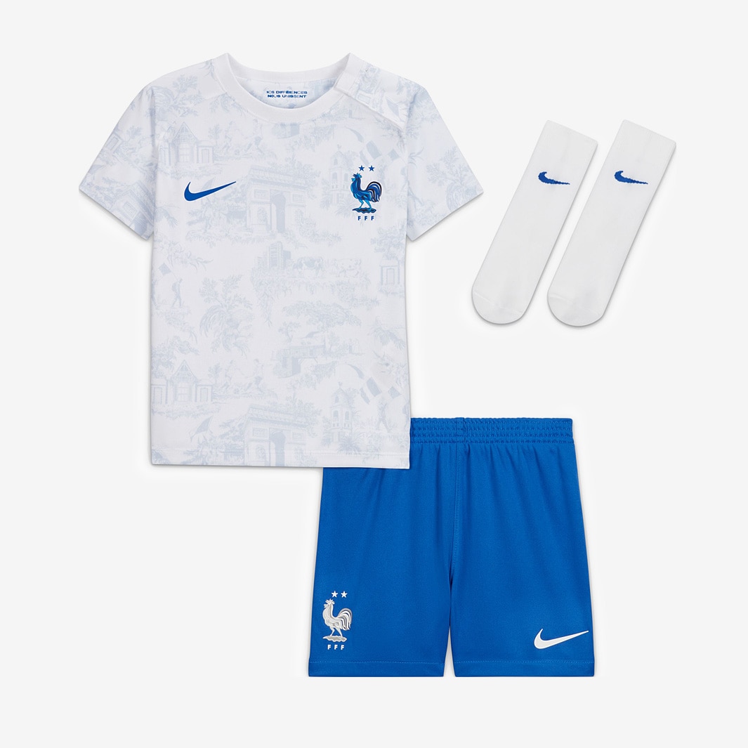 Nike France Infants 22/23 Dri-Fit Away Kit - White/Game Royal/White ...