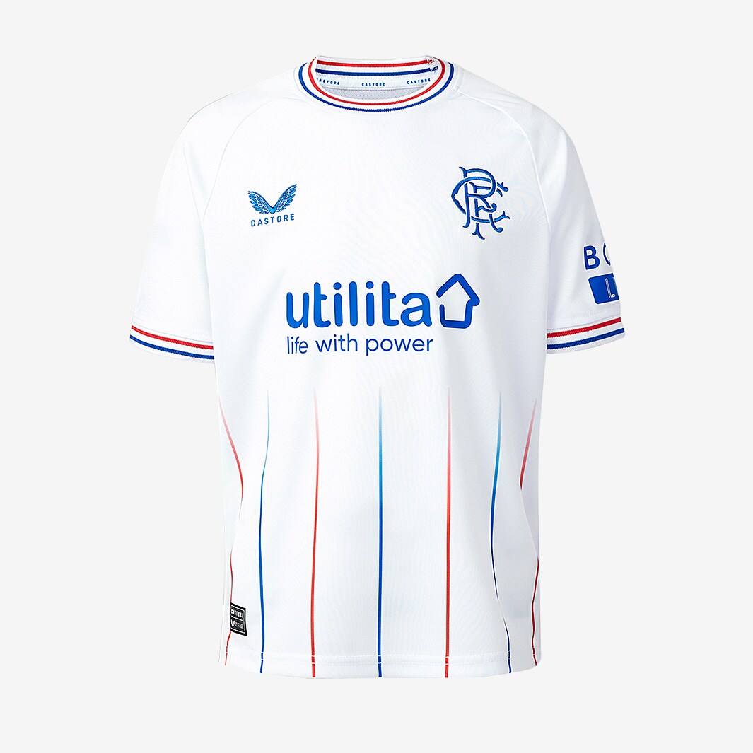 Castore Rangers Kids 23/24 SS Away Shirt - White - Boys Replica | Pro ...