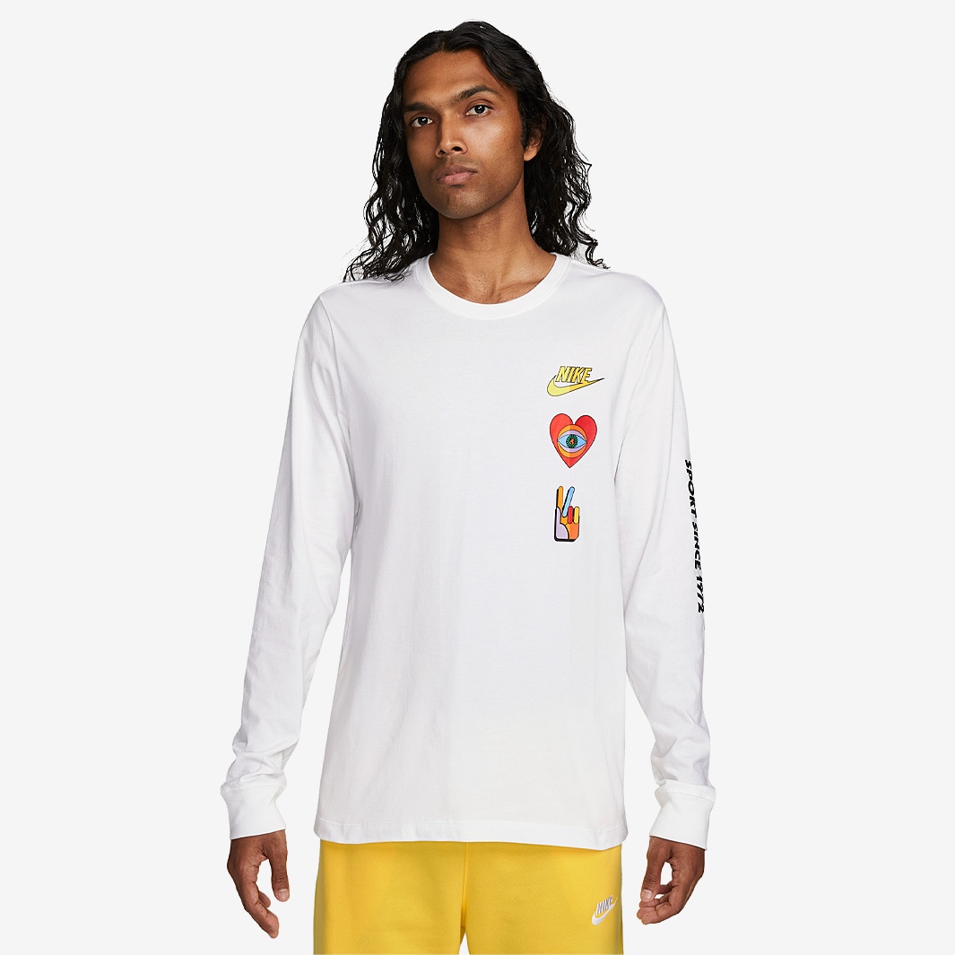 Nike Sportswear Long-Sleeve T-Shirt - White - Tops - Mens Clothing