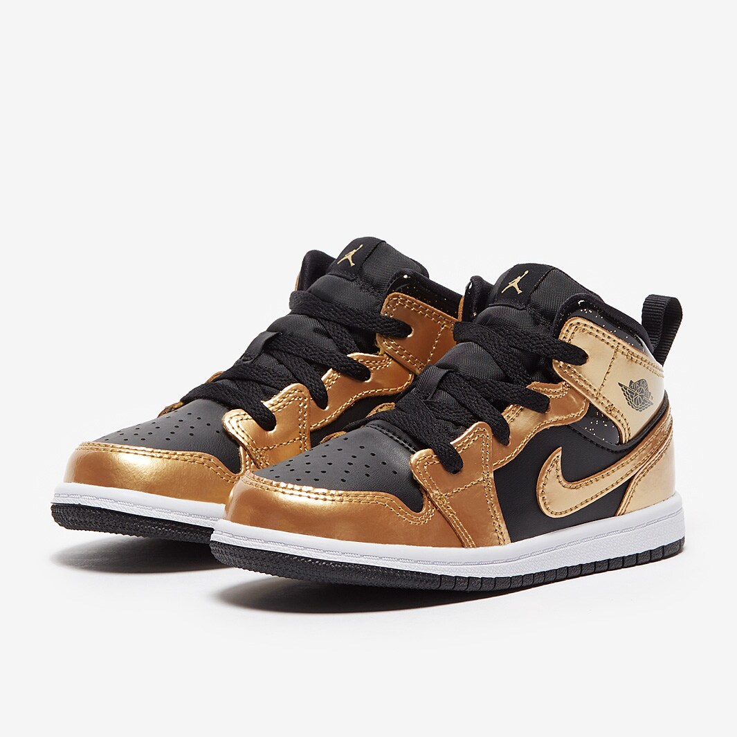 Jordan 1 Mid SE Toddlers (TD) Black/Metallic Gold/White Boys Shoes