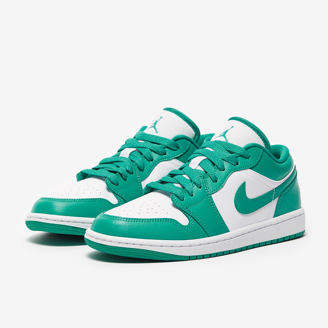 Womens Air Jordan 1 Low White/New Emerald/White Womens Shoes