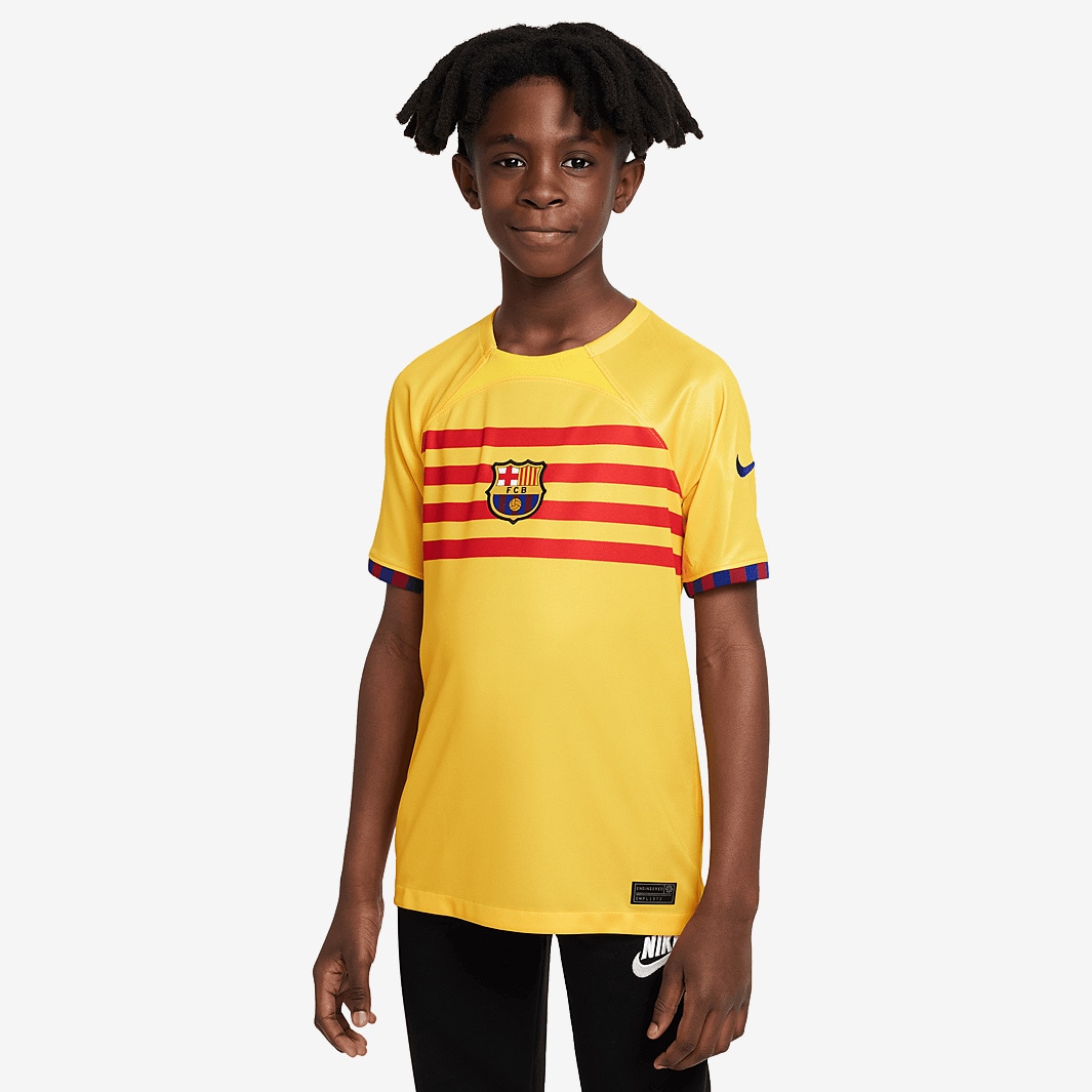 Nike 2023 Fourth Barcelona Youth Jersey- Yellow-RED, YS