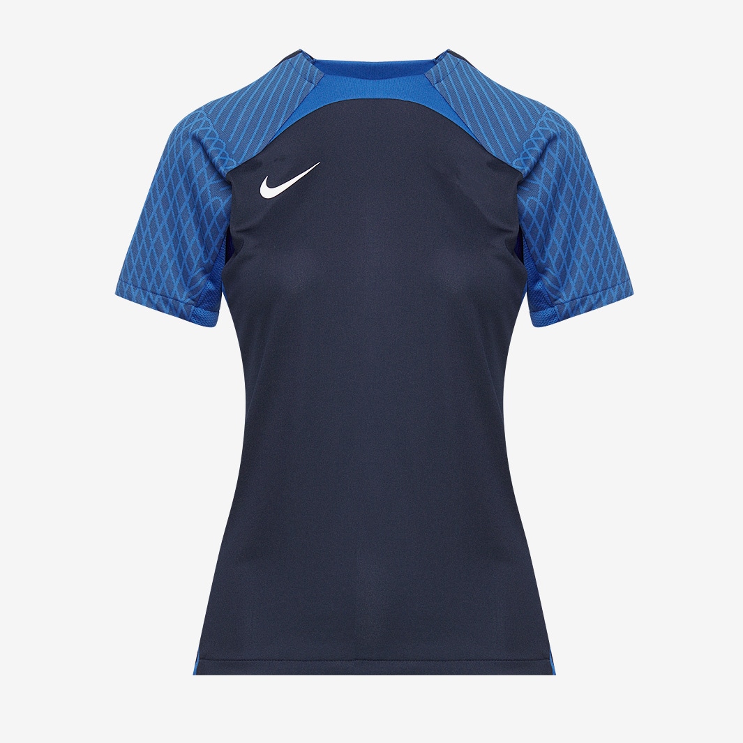 Nike Dri Fit Womens Strike Ss Training Shirt Obsidian Royal Blue White Womens Football