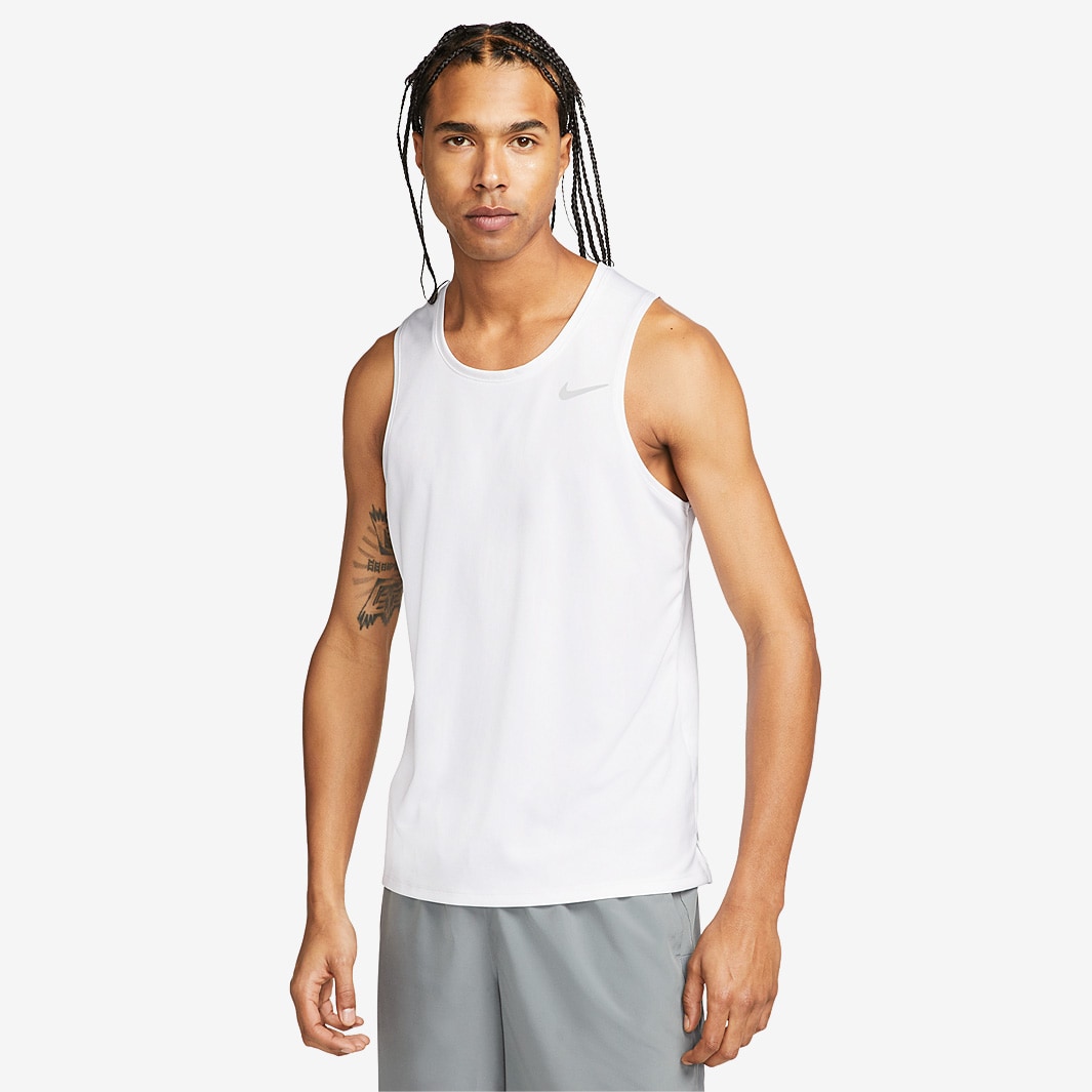 Nike Dri-FIT Miler Tank - White/Reflective Silv - Mens Clothing | Pro ...