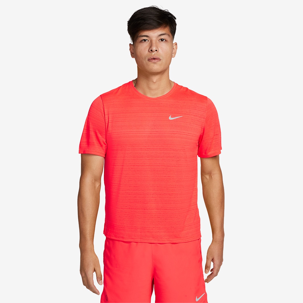 Nike Dri-FIT Miler Running T-Shirt - Bright Crimson/Black/Reflective ...