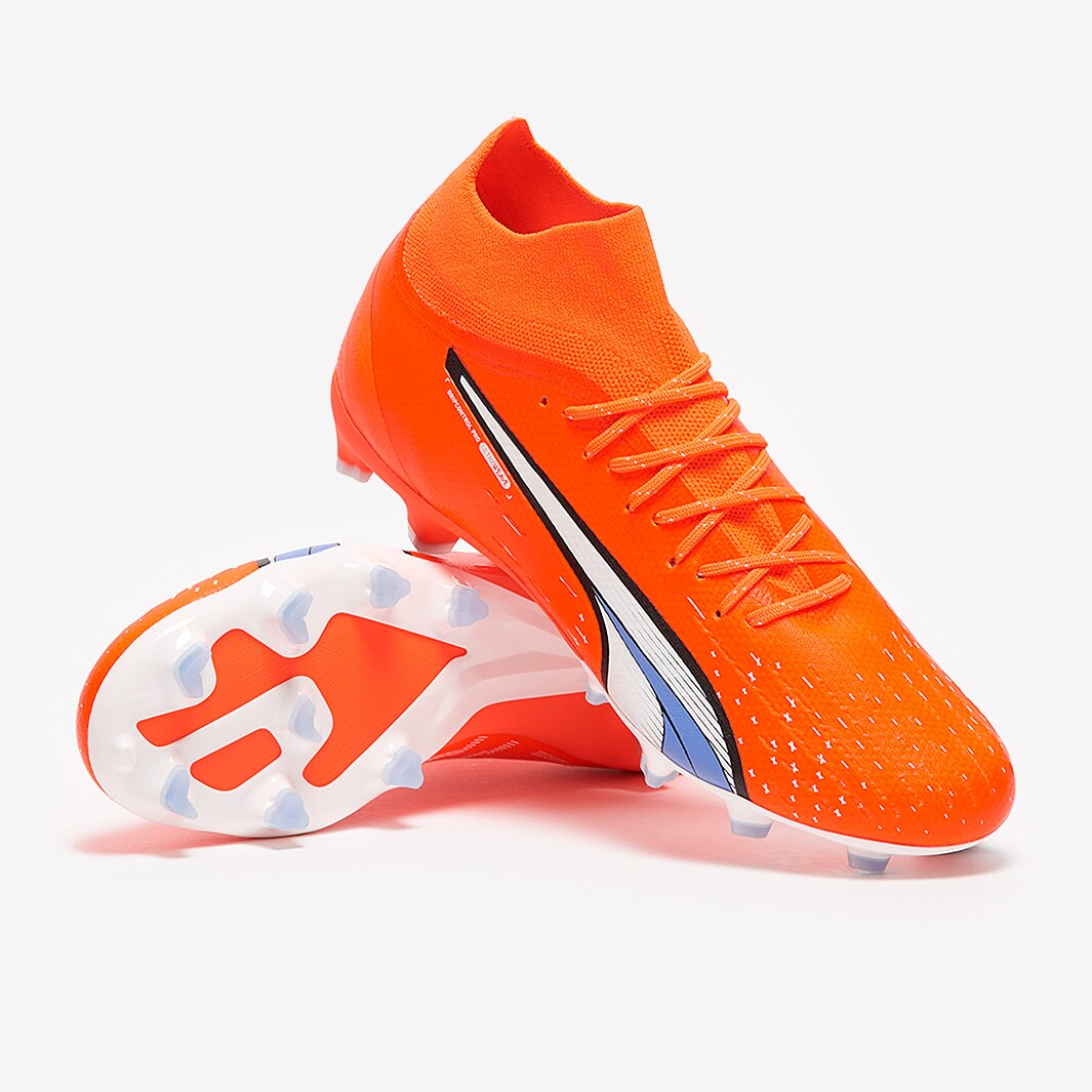 Puma Ultra Pro FG AG Puma Ultra Orange Puma White Blue Glimmer Mens 