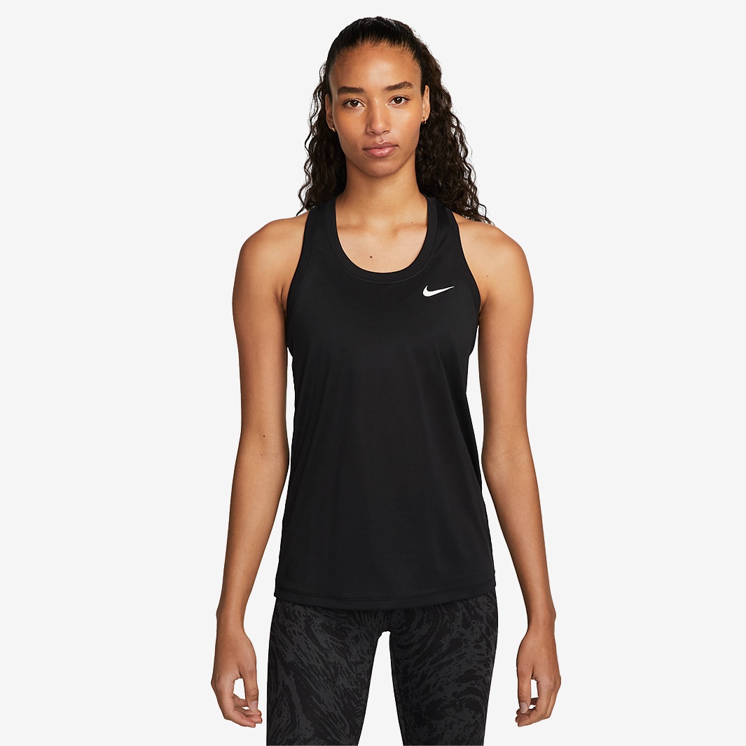 Nike Womens Dri-FIT Racerback Tank - Black/White - Womens Clothing ...