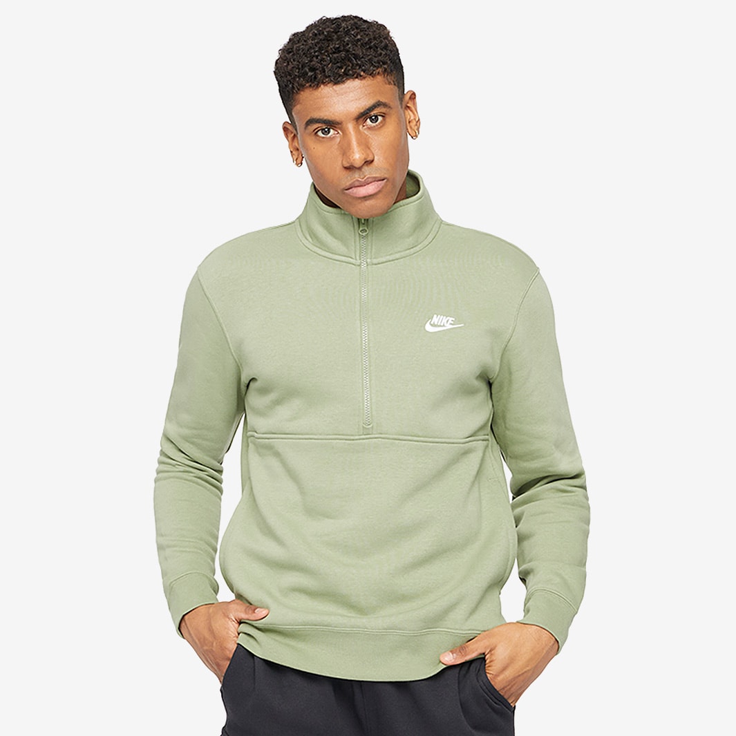 Nike Sportswear Club Brushed-Back 1/2-Zip Sweatshirt - Oil Green/White ...