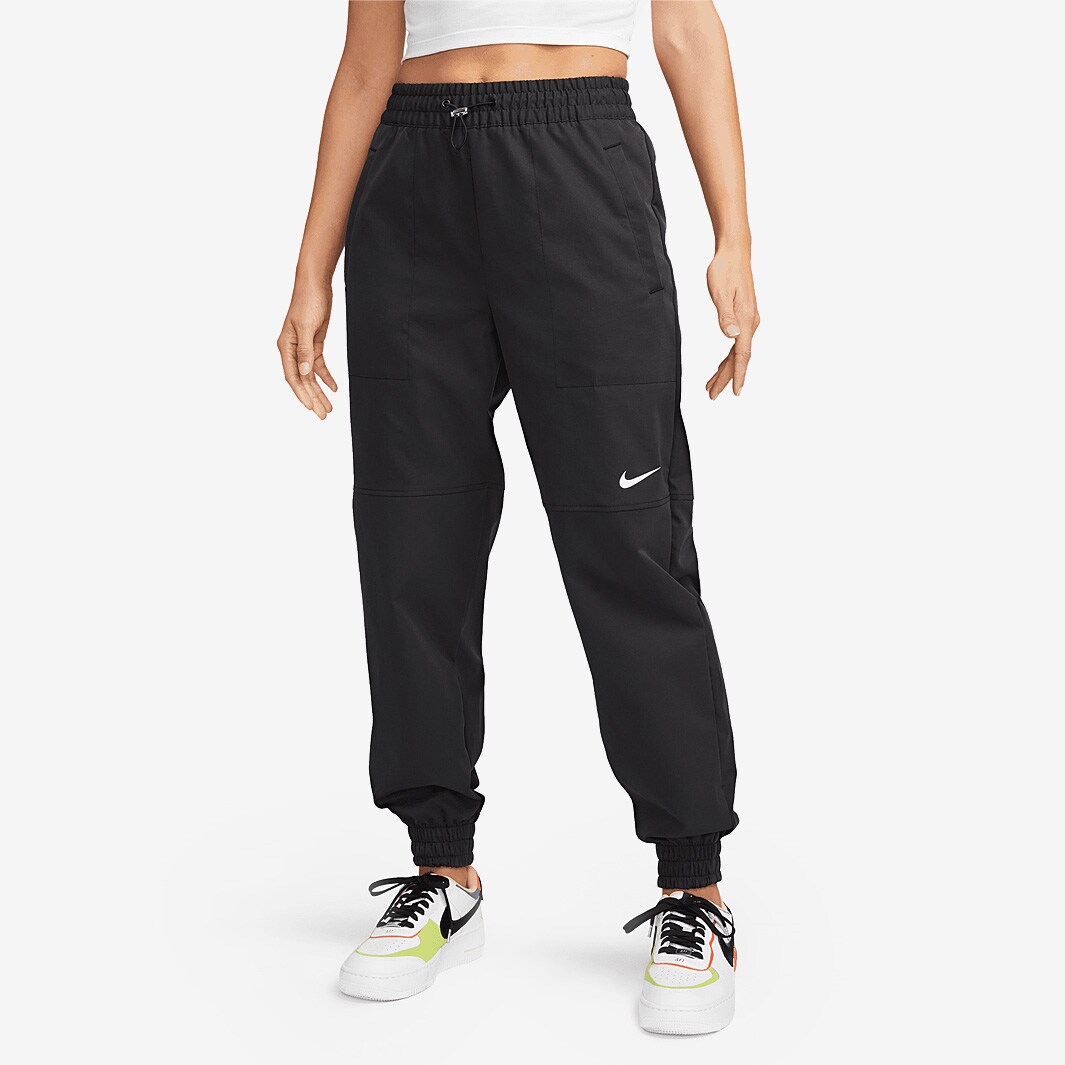 Nike Sportswear Womens Swoosh Woven Pants - Black/White - Bottoms ...