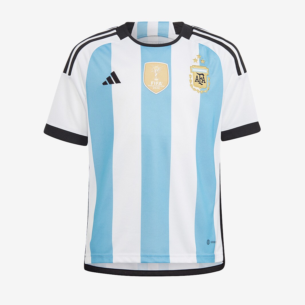 adidas Argentina 2023 Youths 3 Star Home Shirt - White/Light Blue ...