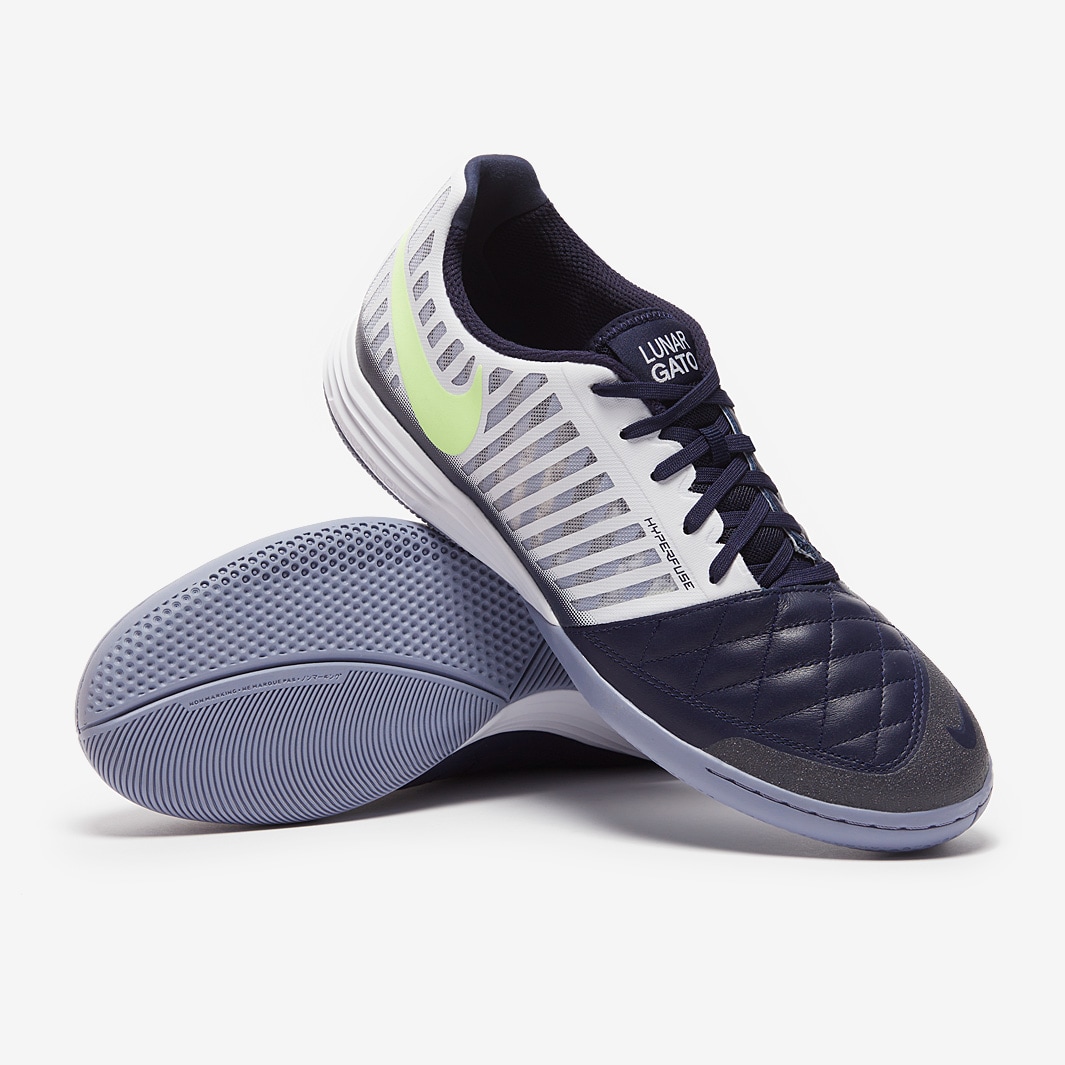 Nike LunarGato IC - White/Barely Volt/Blackened Blue - Mens Boots