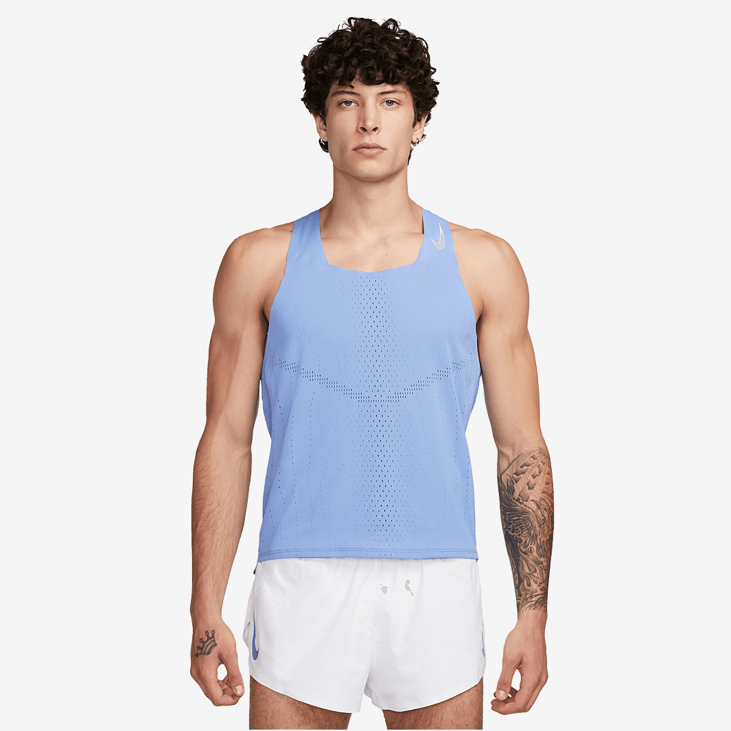Nike Dri-FIT ADV Aeroswift Singlet - Polar/White - Mens Clothing | Pro ...