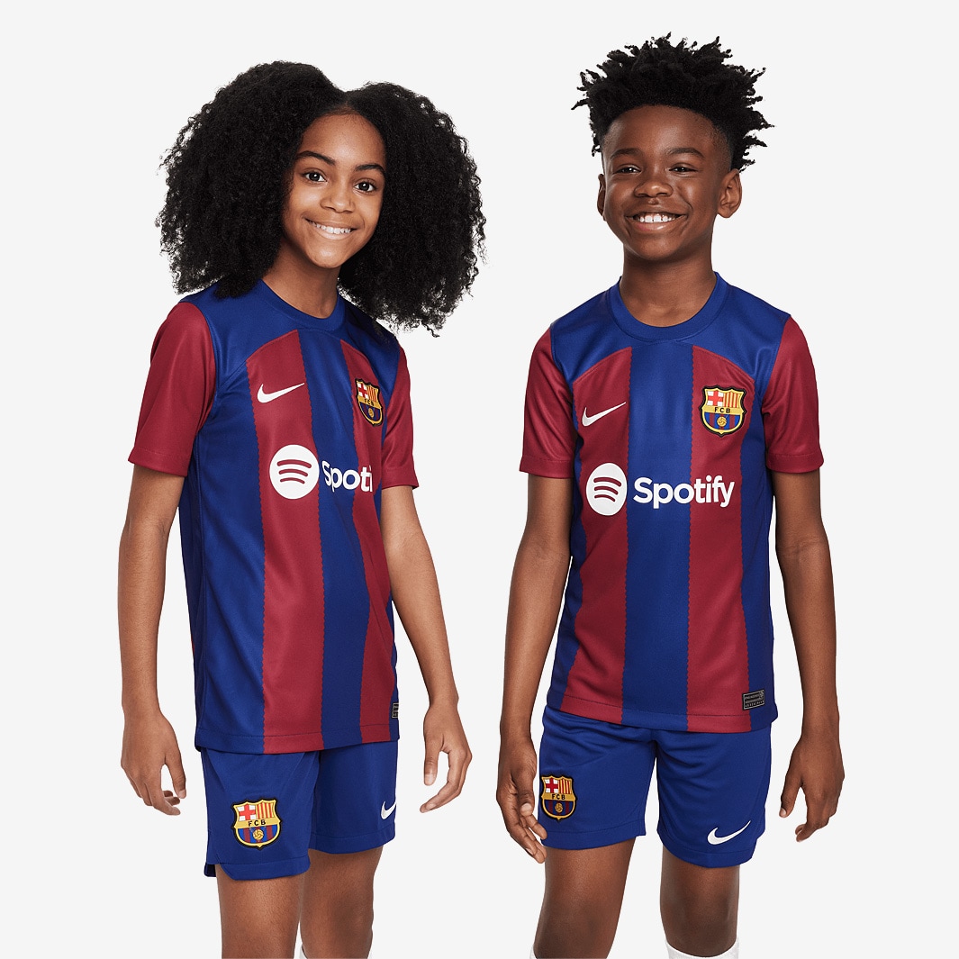Nike Kids FC Barcelona 23/24 Home Dri-Fit Stadium SS Shirt - Deep Royal ...
