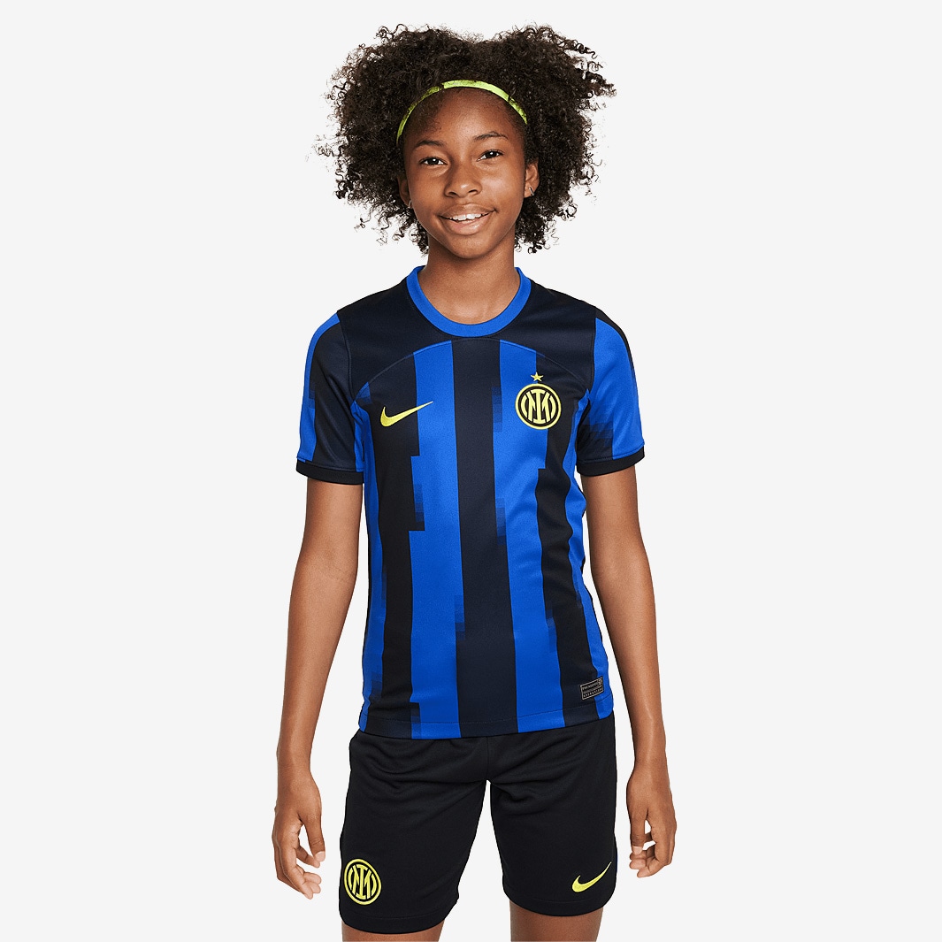 Nike Kids Inter Milan 23/24 Home Dri-Fit Stadium SS Shirt - Lyon Blue ...