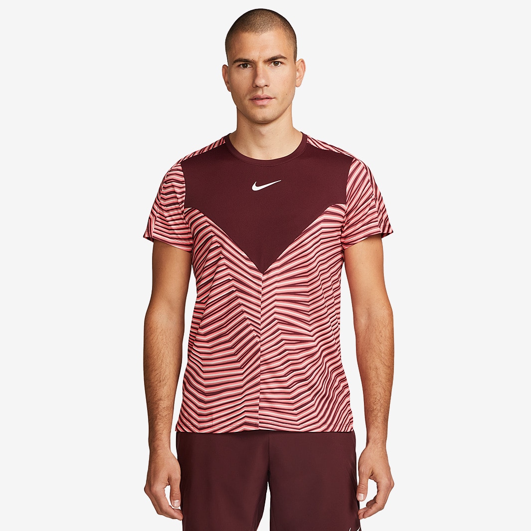 Nike Court Dri-FIT Slam Shortsleeve Top - Night Maroon/White - Mens ...