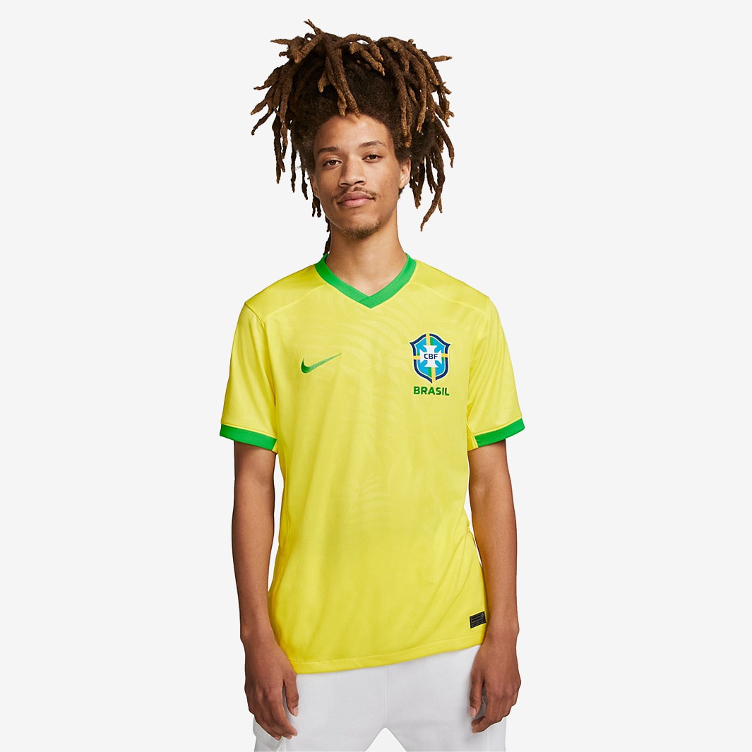 Nike Brazil 23/24 Dri-Fit Stadium SS Home Shirt - Dynamic Yellow/Green ...