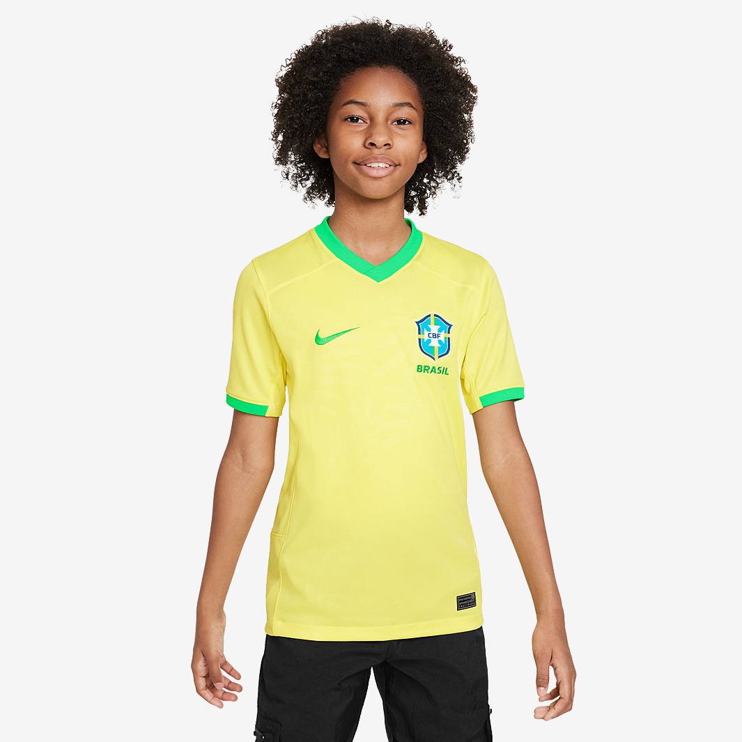 Nike Kids Brazil 2023 Dri-Fit Stadium SS Home Shirt - Dynamic Yellow ...