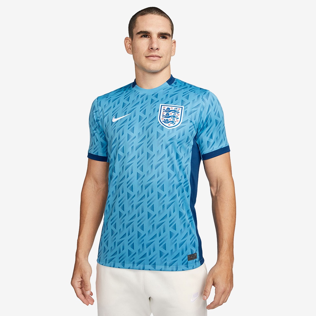 Nike England 23/24 Dri-Fit Stadium SS Away Shirt - Coast/Gym Blue/White ...