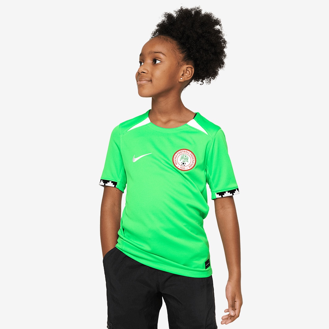 Nike Kids Nigeria 2023 Dri-Fit Stadium SS Home Jersey - Poison Green ...