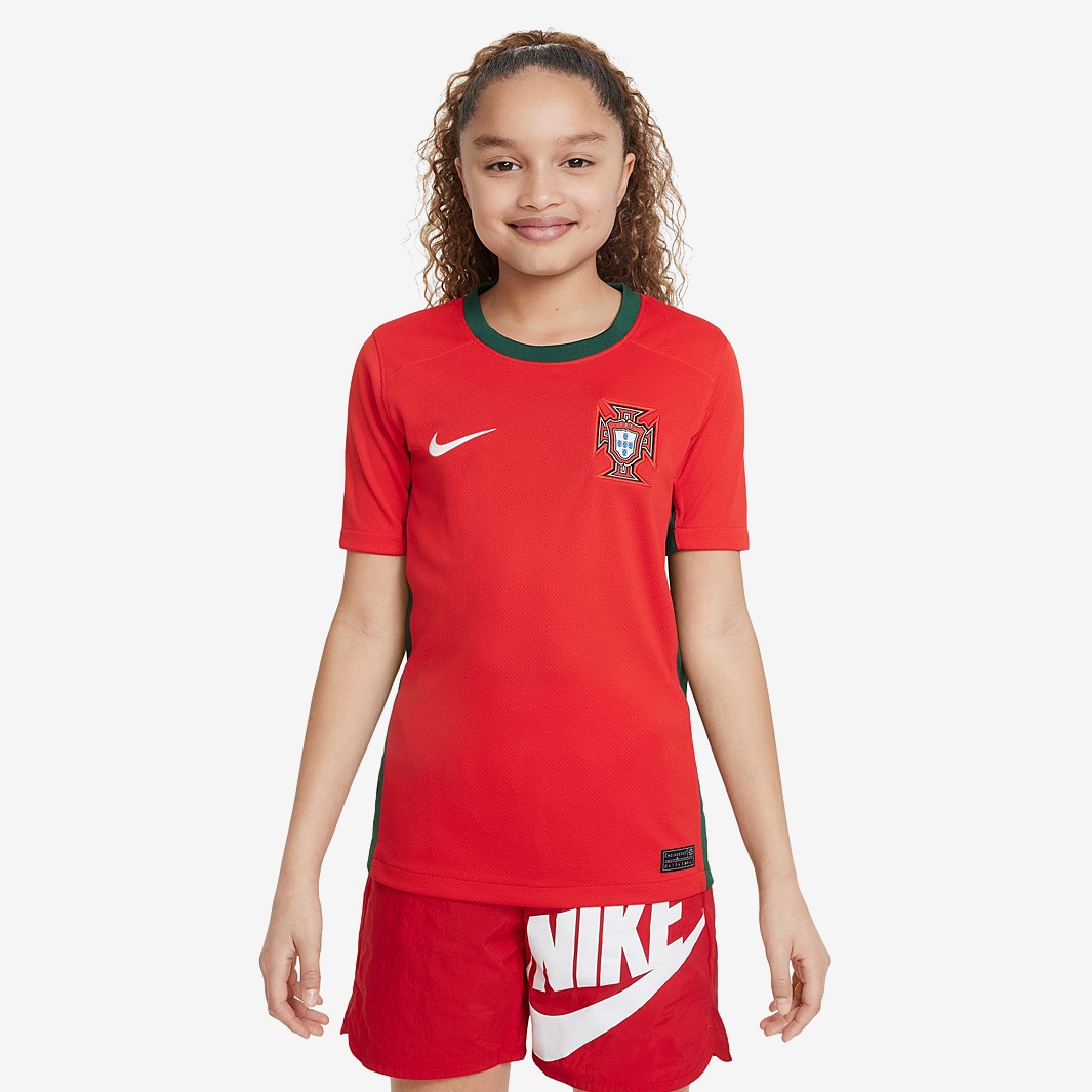 Nike Kids Portugal 2023 Dri-Fit Stadium SS Home Jersey - Challenge Red ...