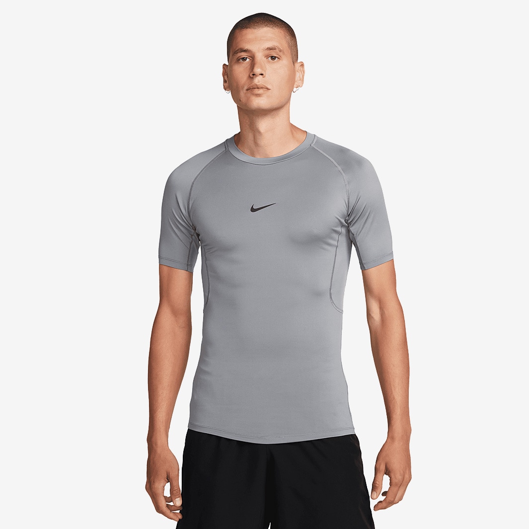 Nike Pro Dri-FIT Tight T-Shirt - Smoke Grey/Black - Mens Clothing | Pro ...