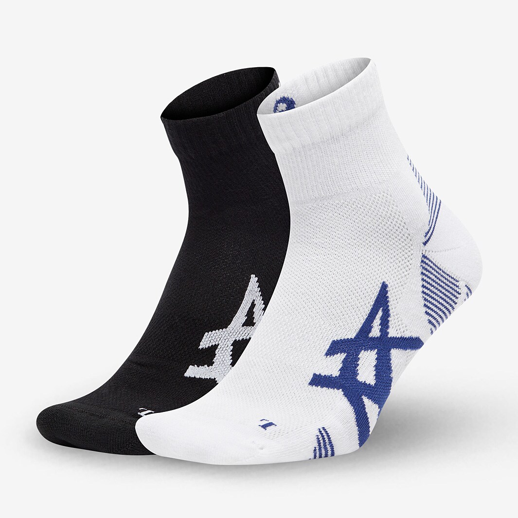 ASICS 2PK Cushion Run Quarter Sock - Performance Black/Brilliant White ...