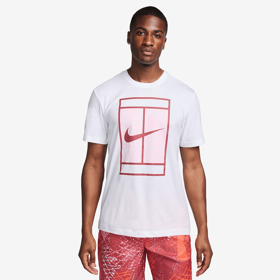 Nike Court Dri-FIT Short Sleeve T-Shirt - White/Cedar - Mens Clothing ...