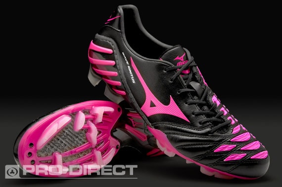 Mizuno Football Boots - Exclusive Mizuno Wave Ignitus 2 FG Boots - Firm Ground Soccer Cleats - Black/Pink | Pro:Direct Soccer