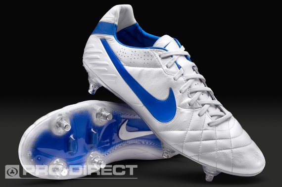 Nike Football Boots - Nike Tiempo Legend IV FG - Soft Ground - Soccer Cleats White-Treasure Blue-Metallic Silver