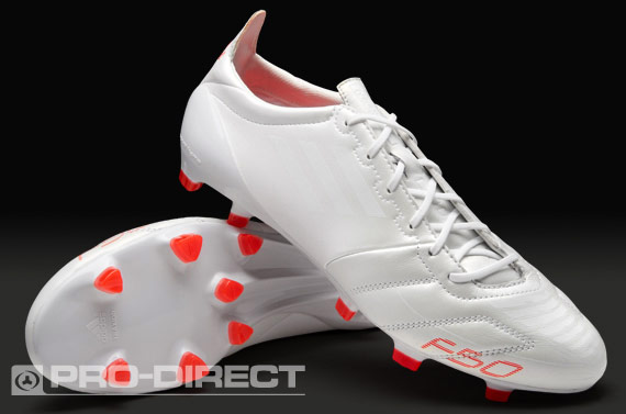 Botas de Fútbol - adidas - F50 - - TRX - FG - Piel - Terrenos Duros - Blanco - Rojo Pro:Direct Soccer