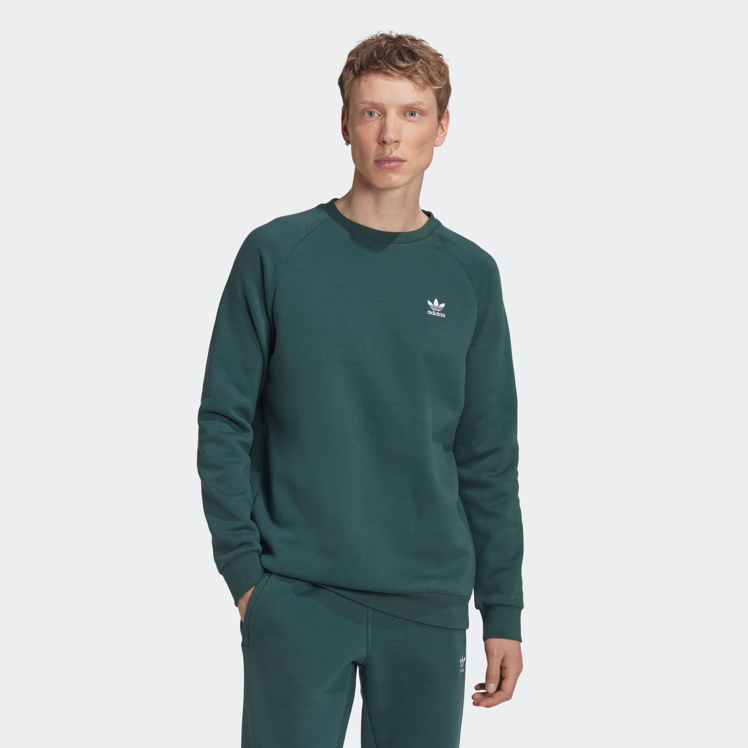 adidas Originals Essential Crew - Mineral Green - Tops - Mens Clothing