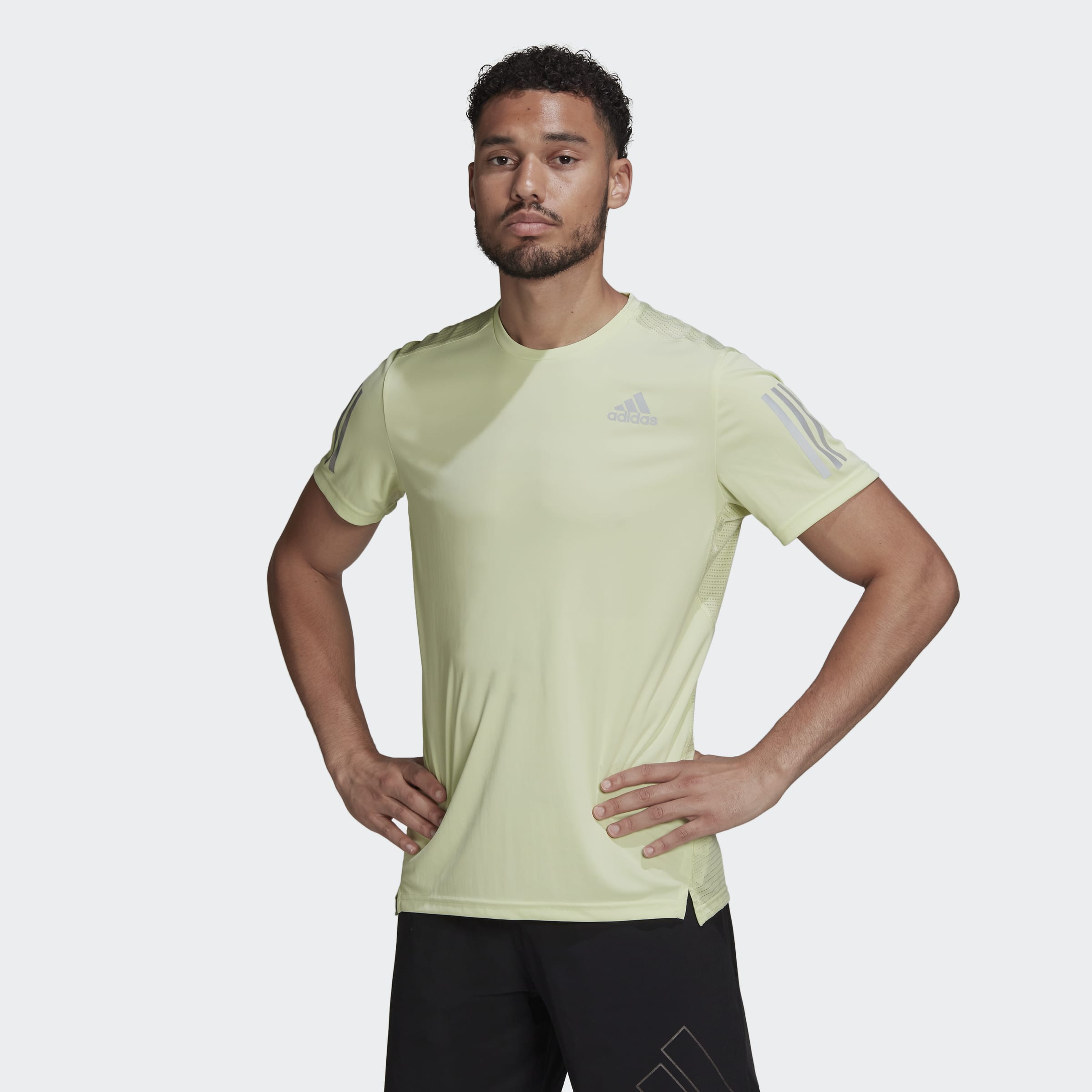 adidas Own The Run T-Shirt - Almost Lime/Reflective Silver - Mens ...