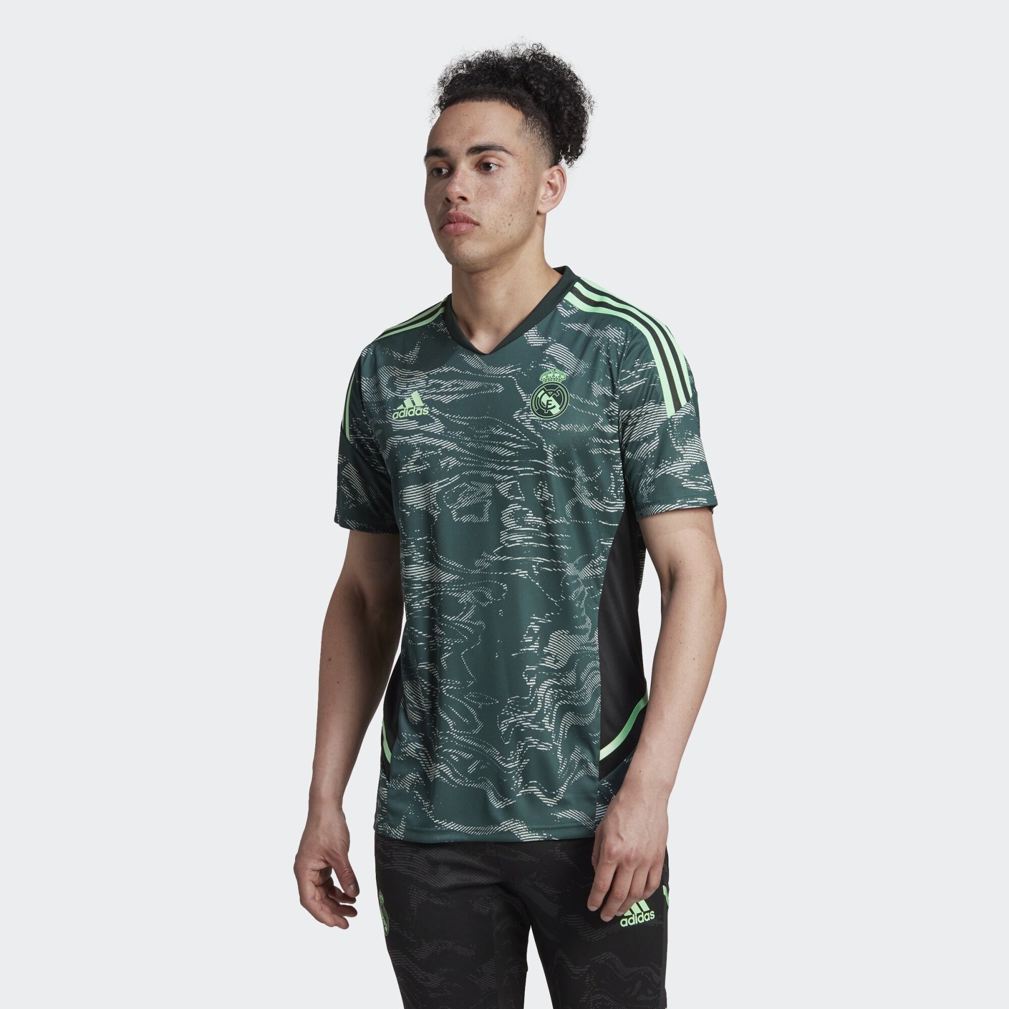 adidas Real Madrid 22/23 EU Training Shirt - Linen Green/Shadow Green ...