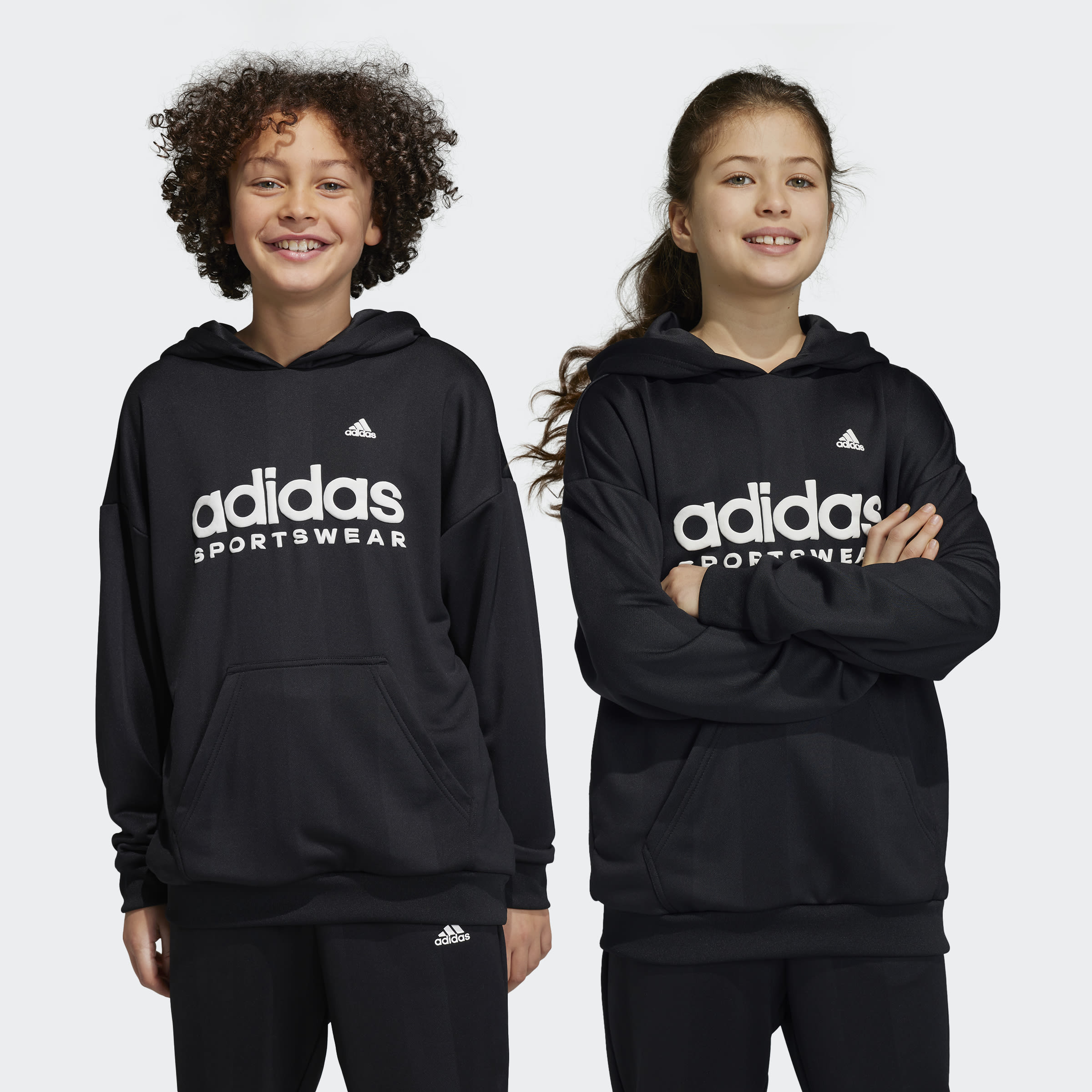 adidas Originals Older Kids Ft Hoodie (7-16Y) - Black/Off White - Tops ...