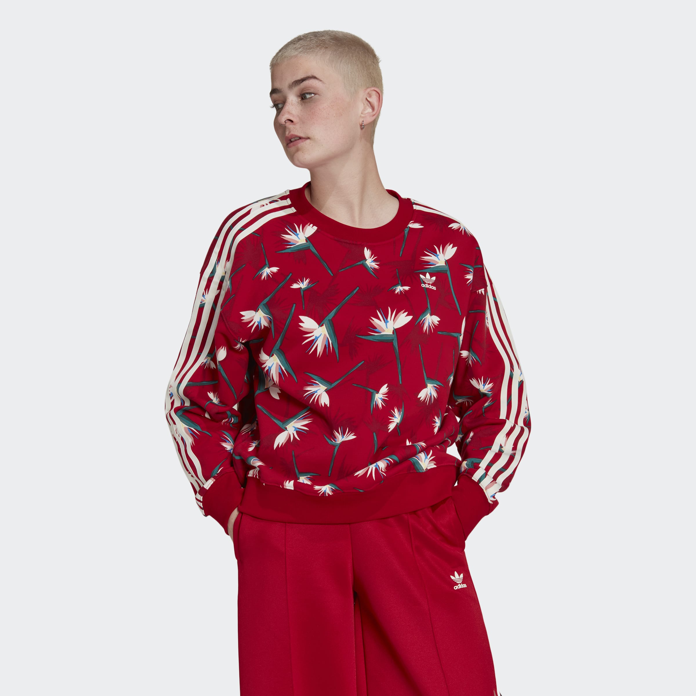 adidas Originals Thebe Magugu Crew Sweater Power Red / Multicolor ...