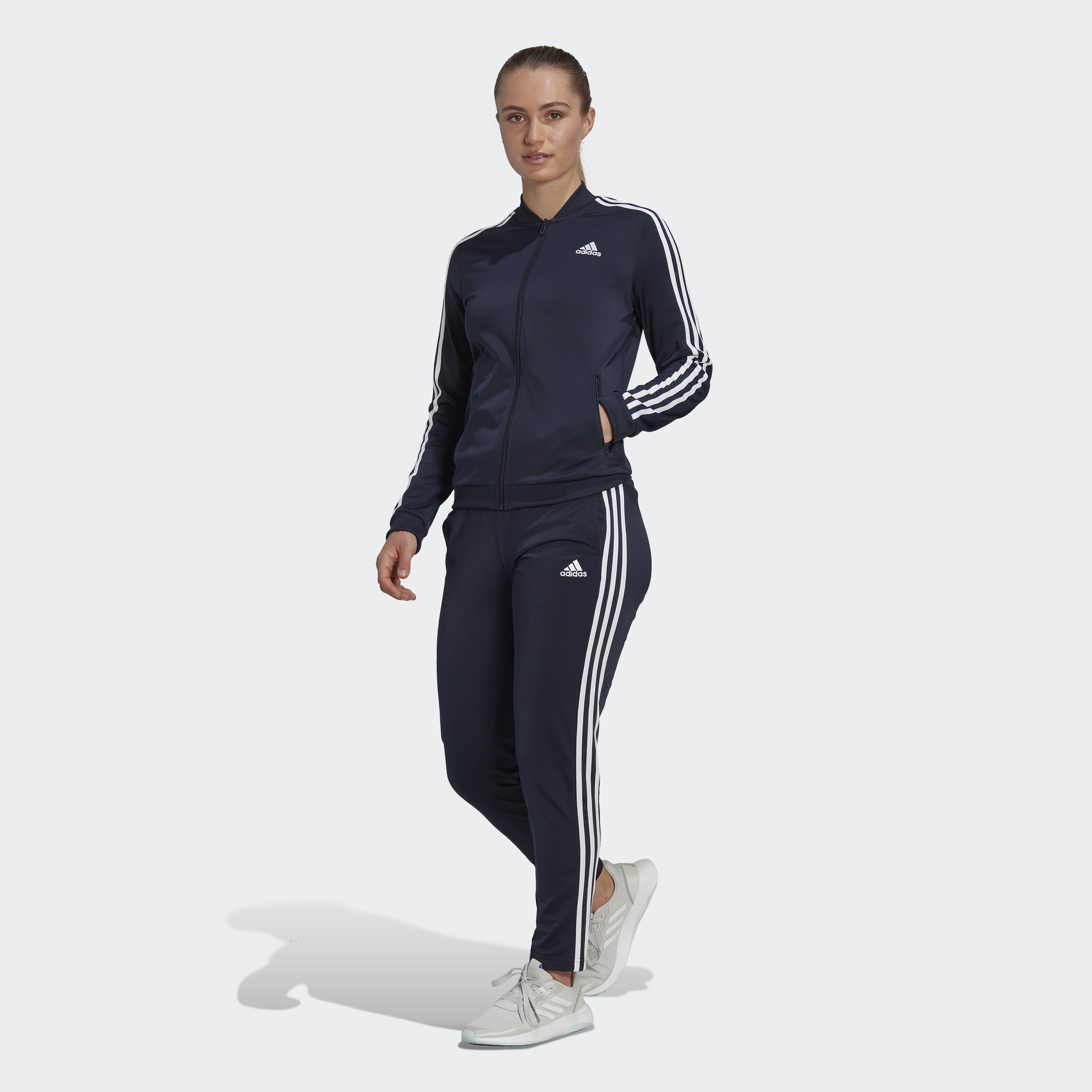 adidas Essentials 3-Stripes Tracksuit Legend Ink Womens Clothing