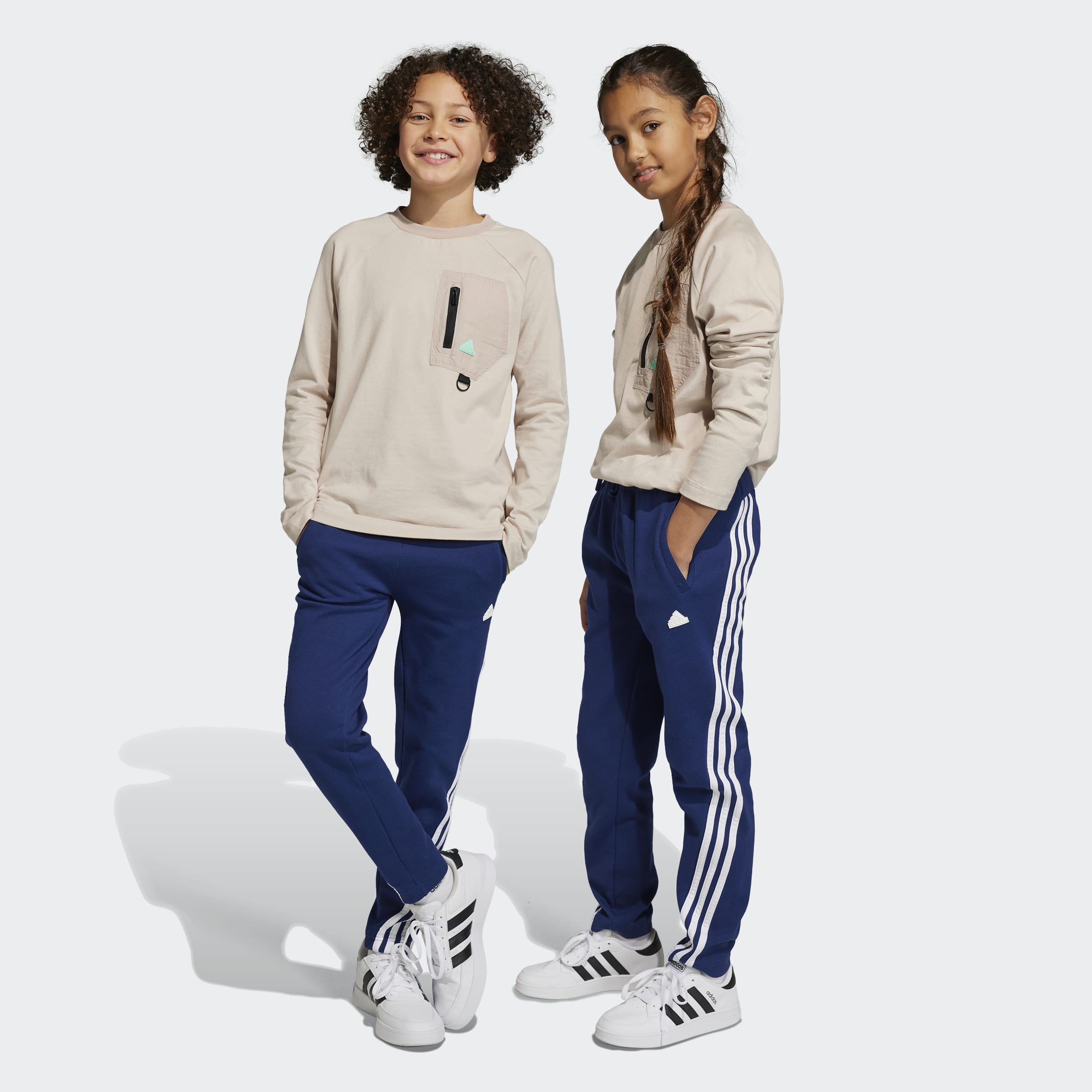 adidas Future Icons 3-Stripes Ankle-Length Joggers Dark Blue / White ...