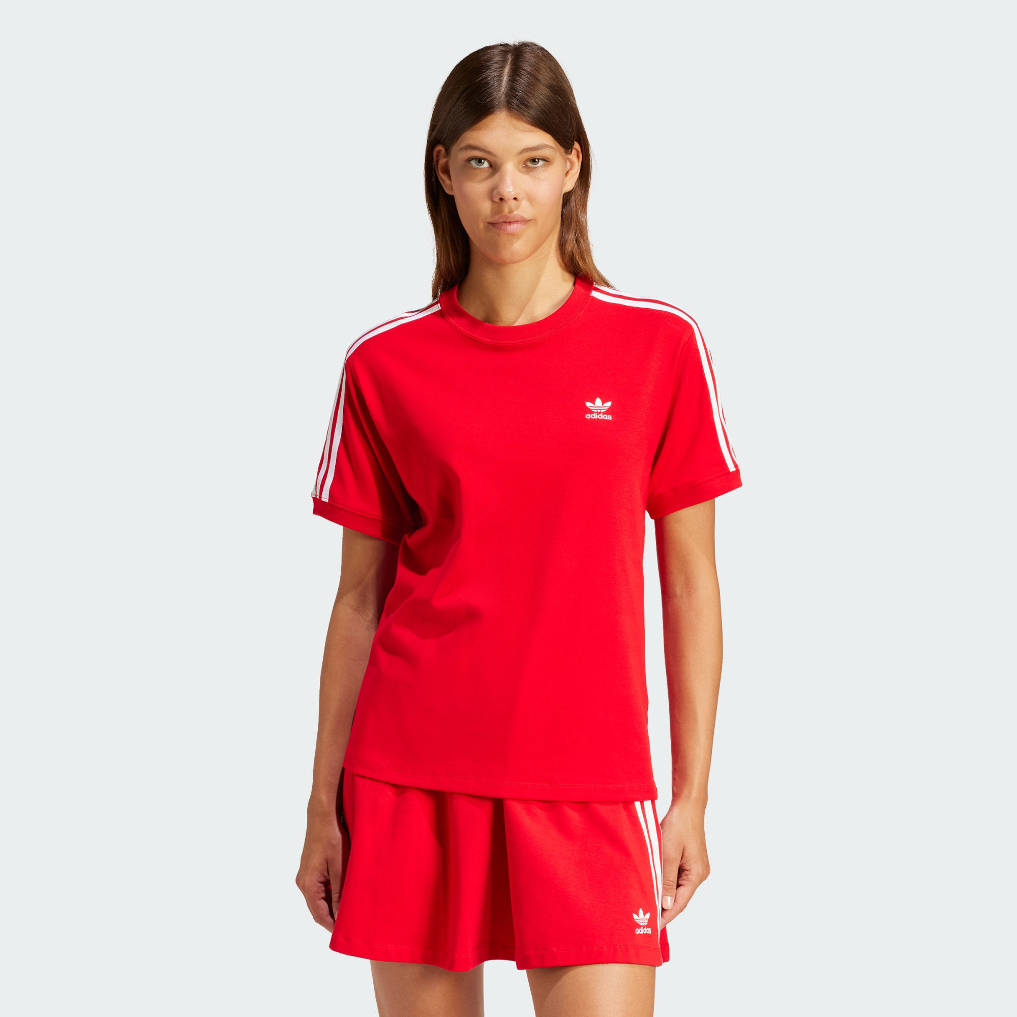 Adidas Originals Women 3 Stripes Tee Red