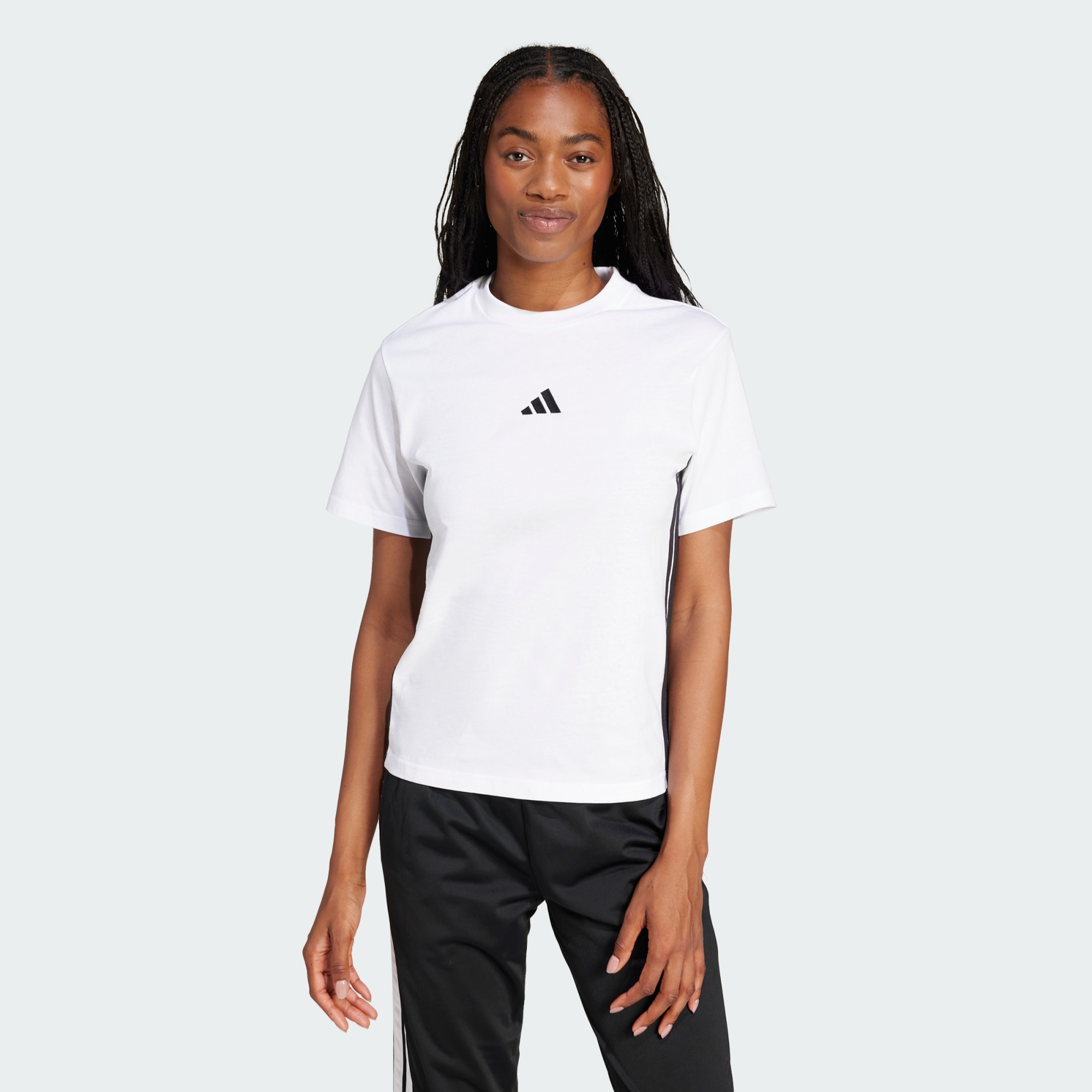 Adidas Women Essentials 3 Stripes Cotton Tee White