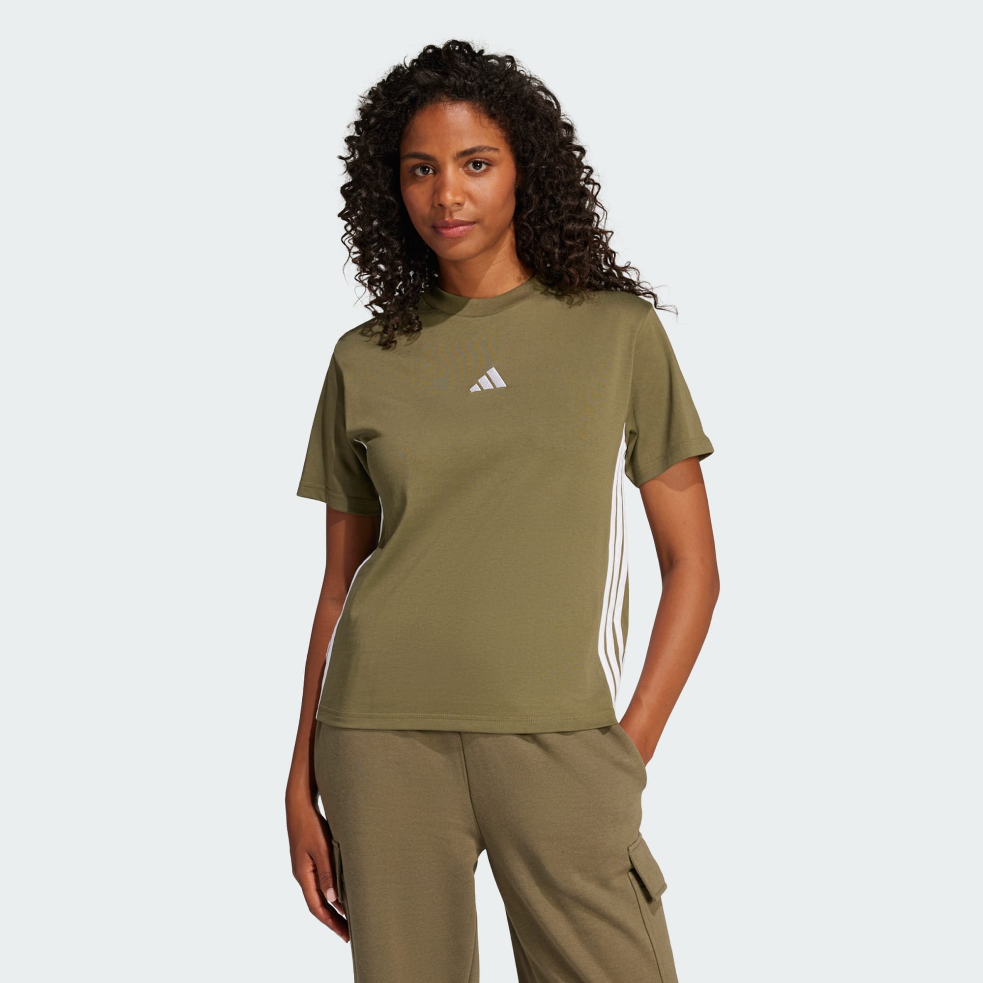 Adidas Women Essentials 3 Stripes Cotton Tee White