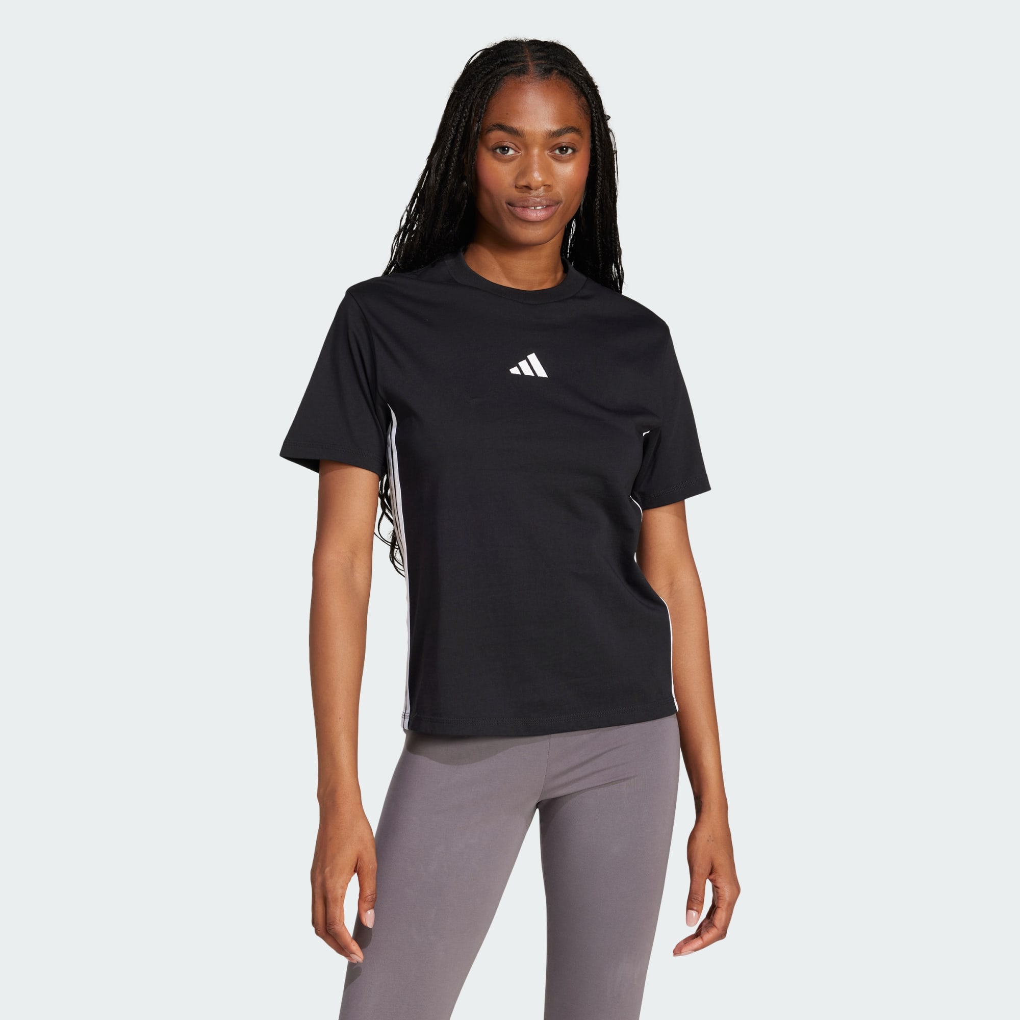 Adidas Women Essentials 3 Stripes Cotton Tee White