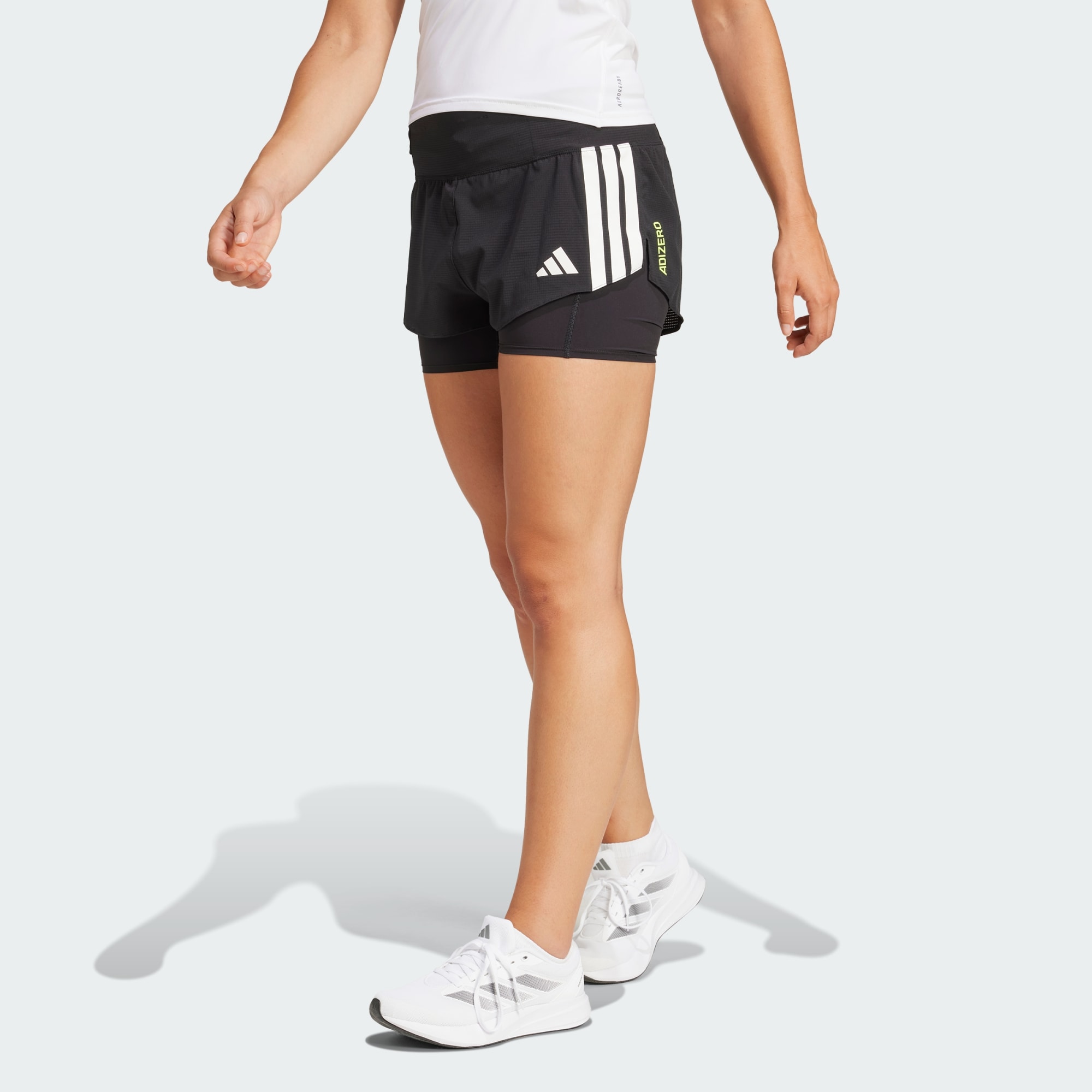 Adidas Women Adizero Running 2 In 1 Gel Pocket Shorts Black