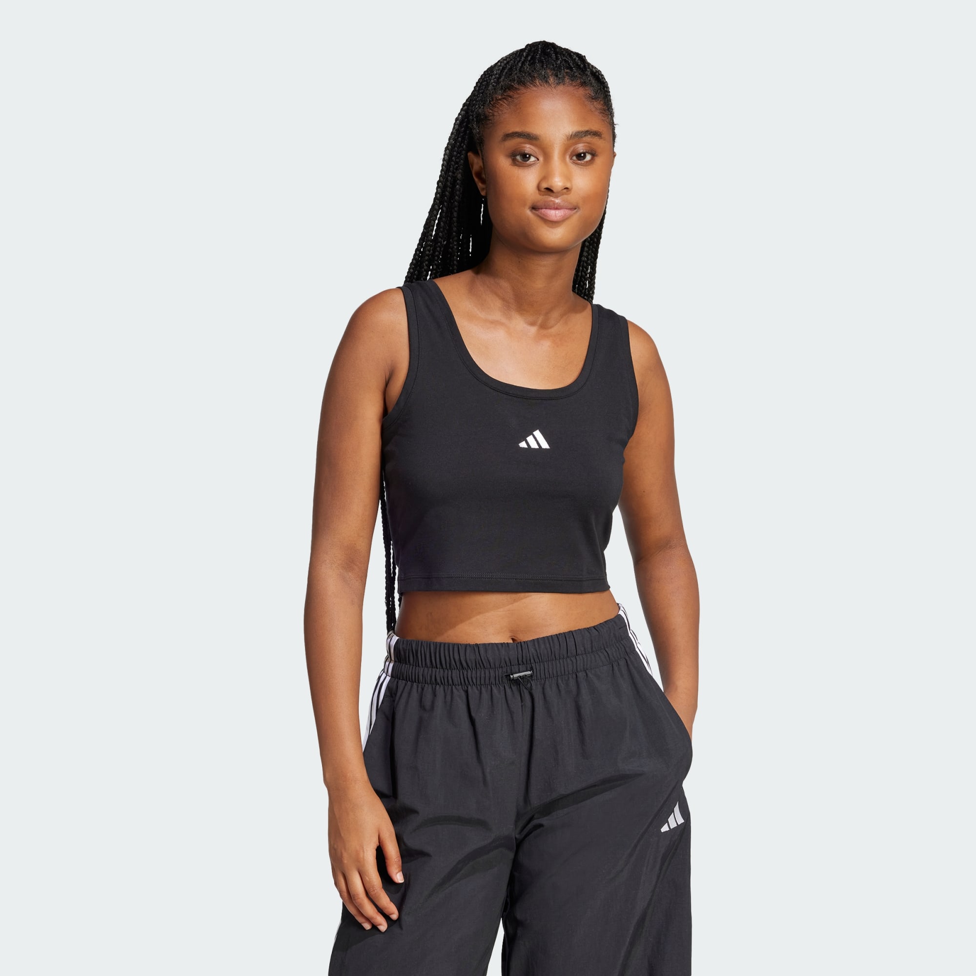 Adidas Women Essentials Small Logo Cotton Lifestyle Tank Top Grey