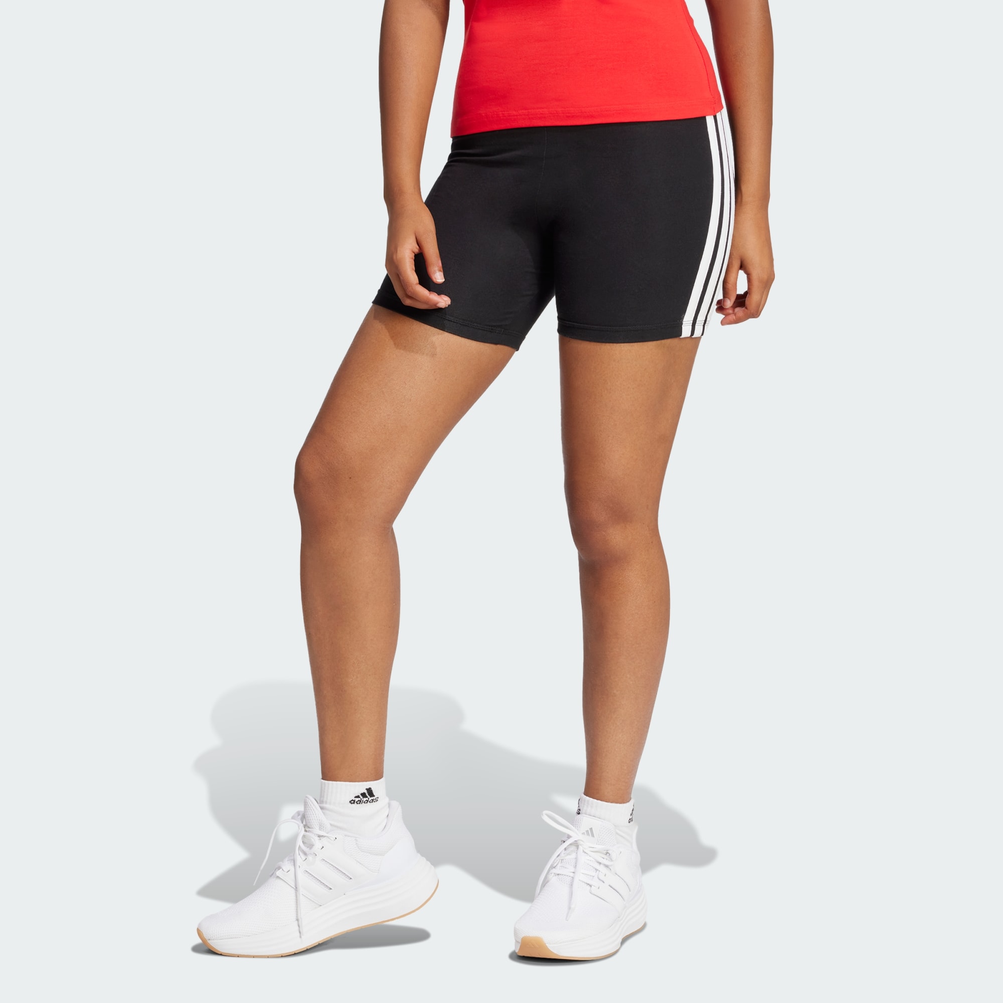 Adidas Women Essentials 3 Stripes High Waisted Biker Shorts Black